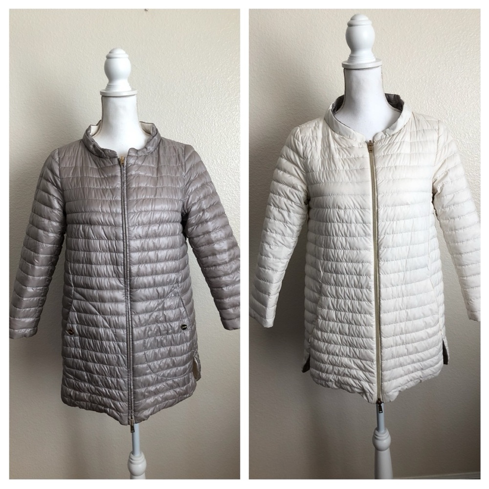 Herno REVERSIBLE down feather coat quilted puffer bomber jacket zip pockets